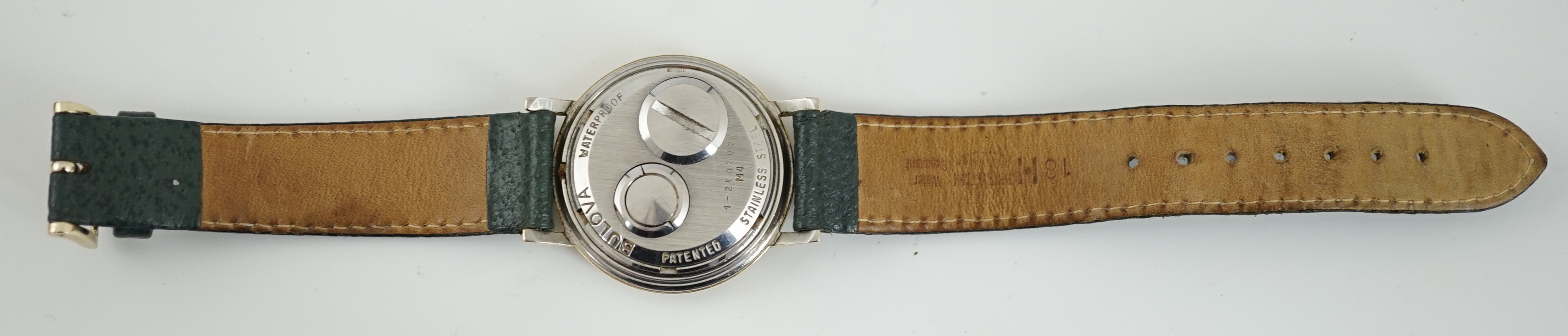 A gentleman's circa 1970's steel and gold plated Bulova Accutron Spaceview wrist watch